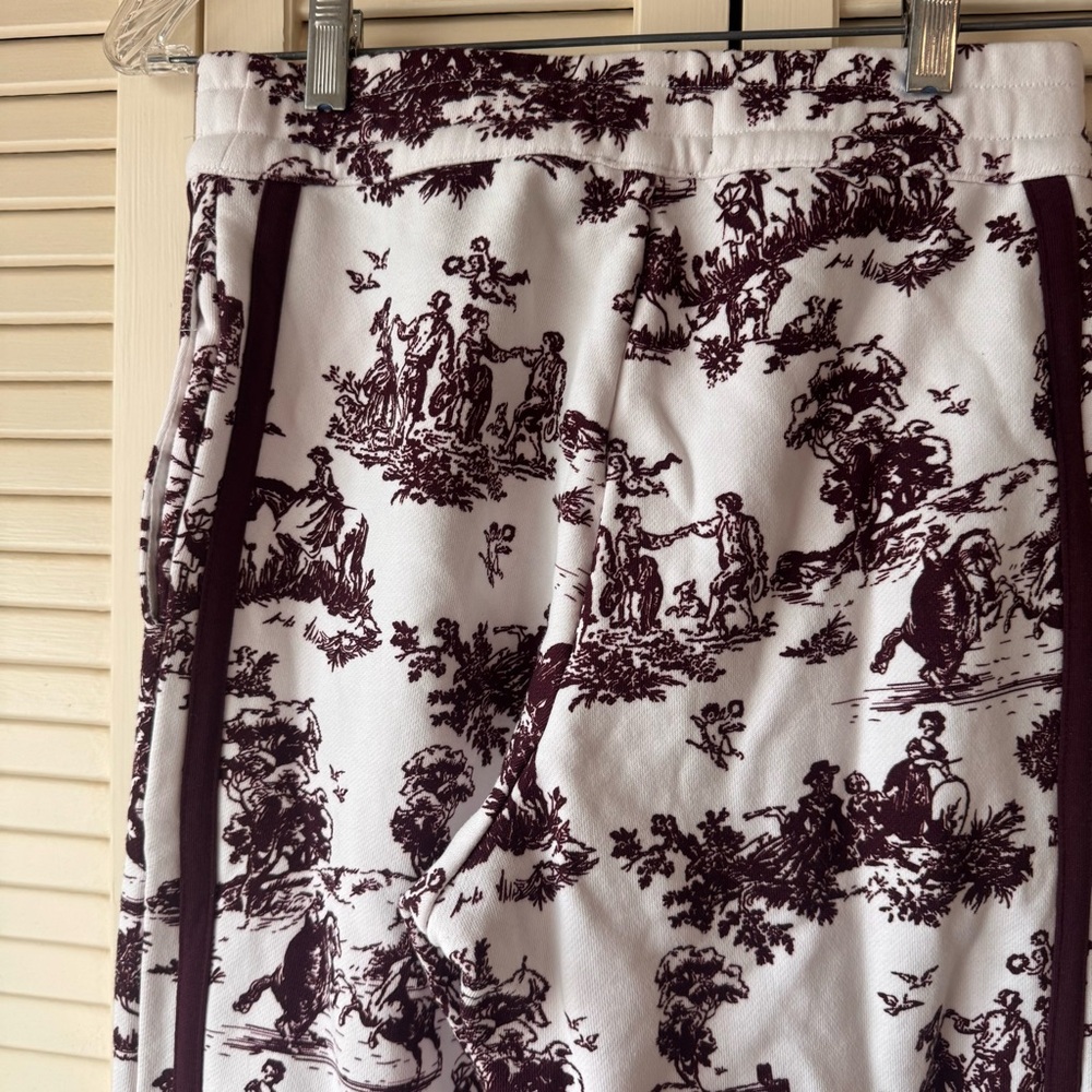 Carbon38 // maroon, white horse toile print wide leg sweatpants size XS fb1 - Picture 7 of 11